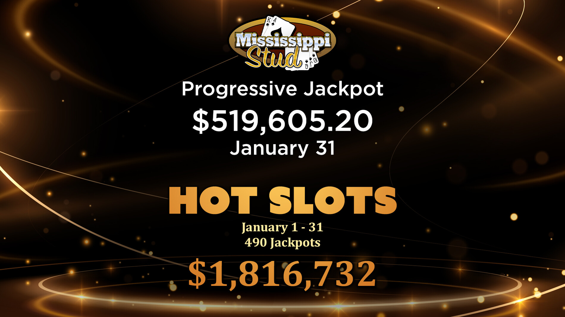 a black and gold banner with white text and numbers