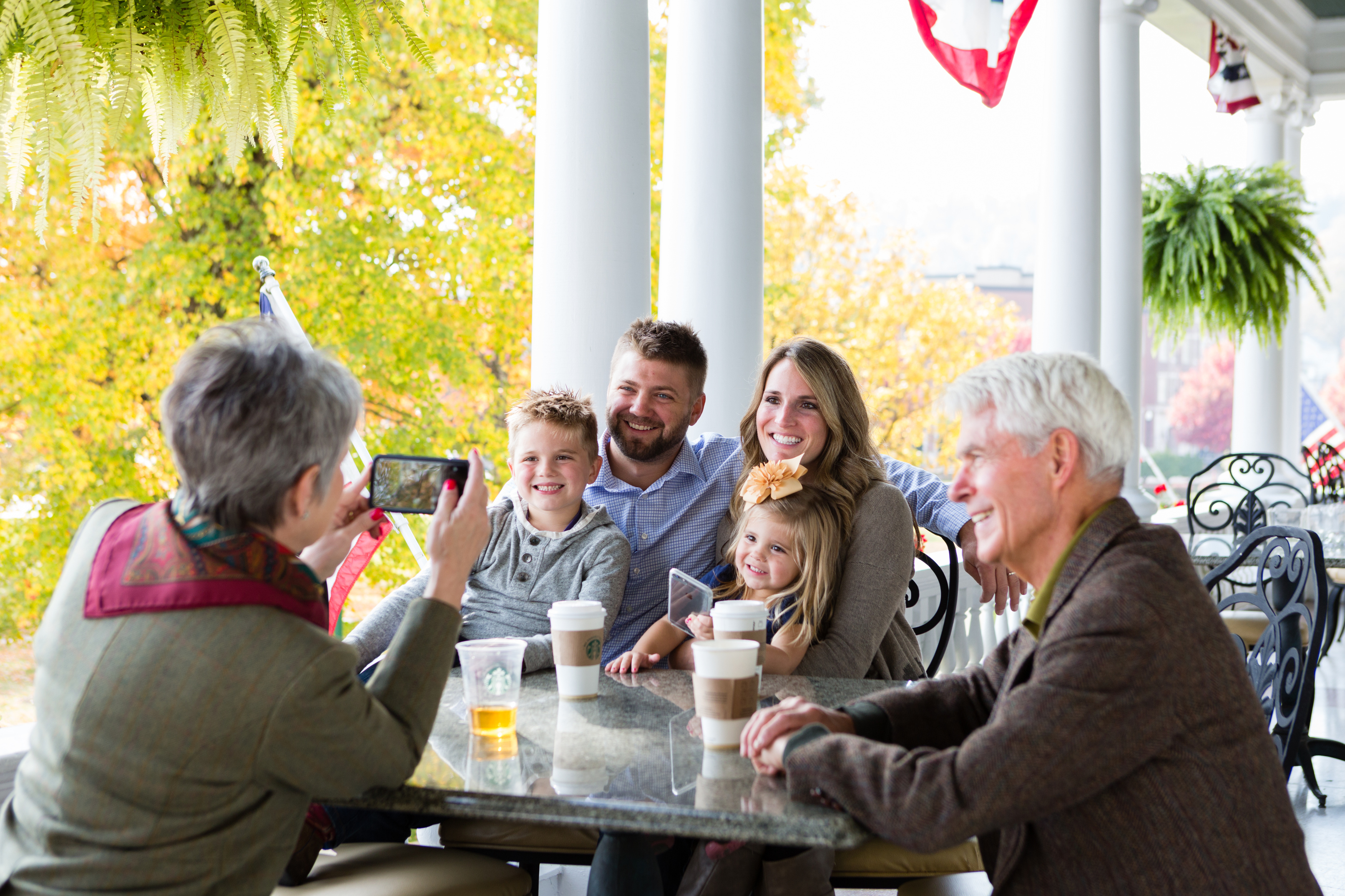 A family taking a photo