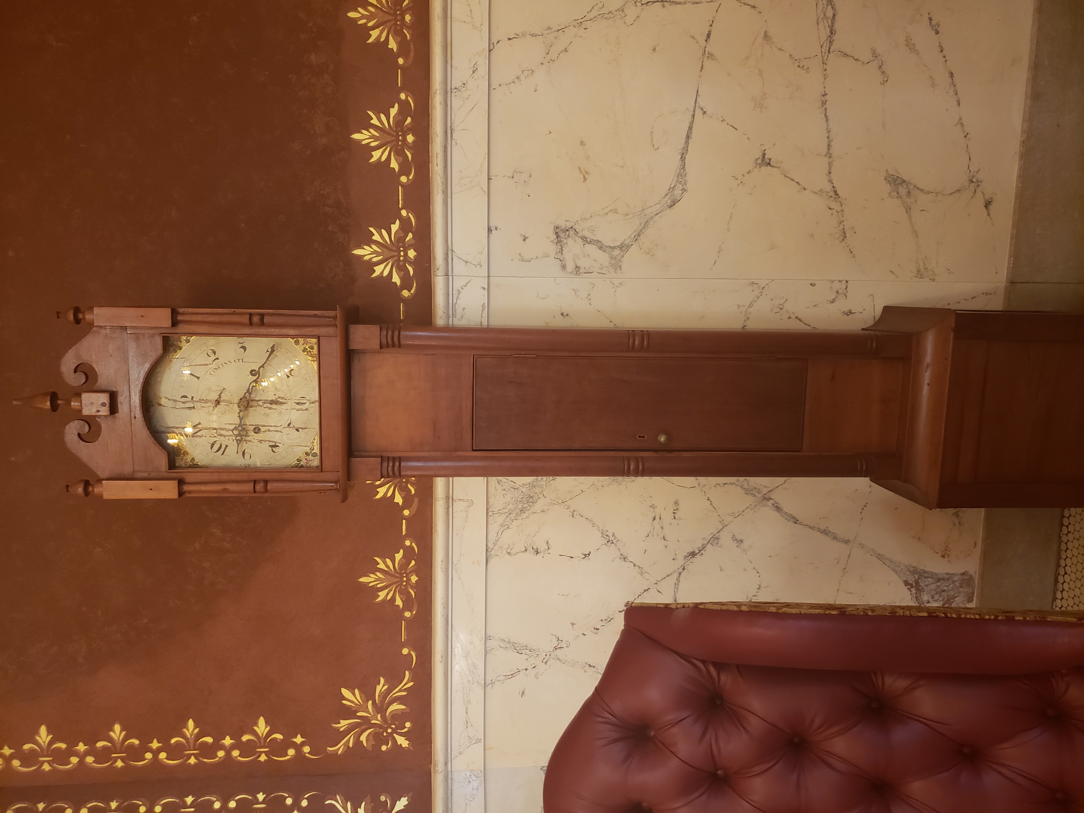 a grandfather clock in a room