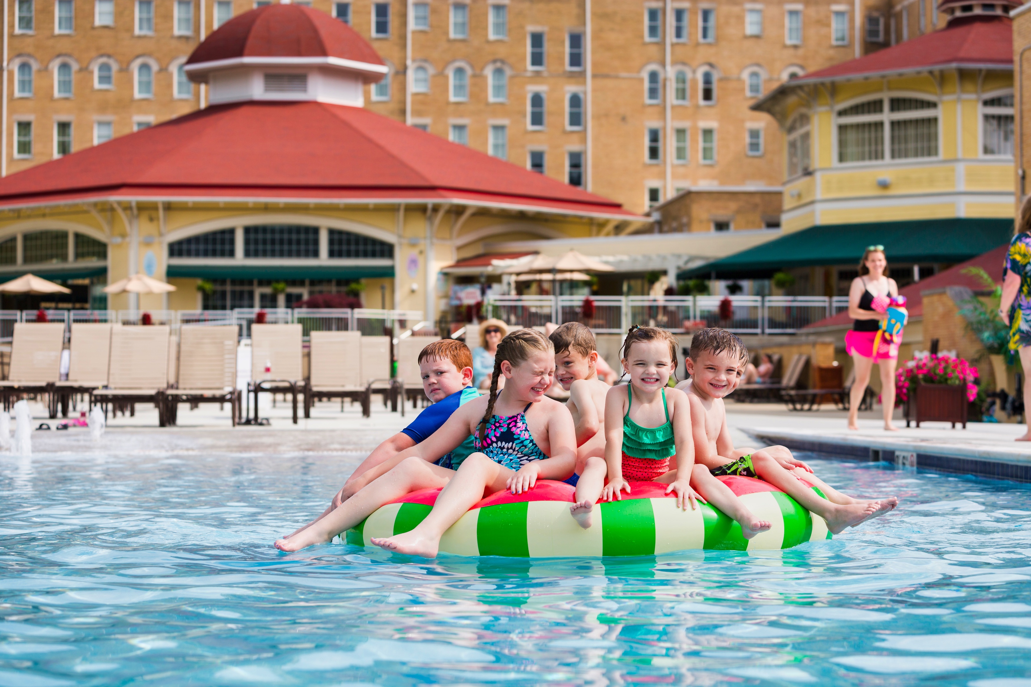 Kids playing in a pool