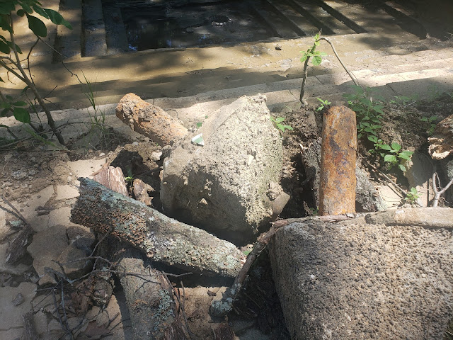 old metal anchors dug up from ground