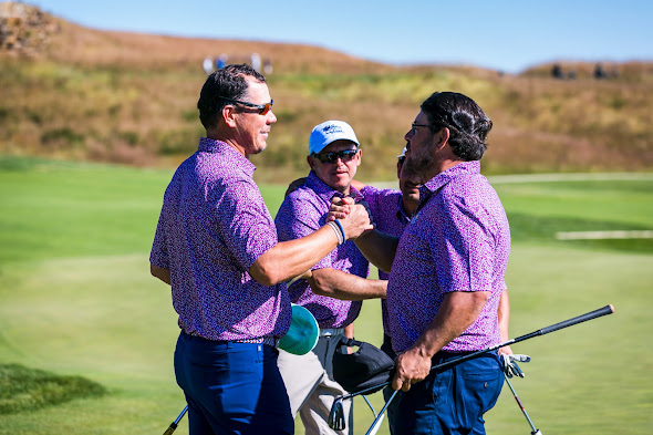 The "golf amigos" shaking hands after a round