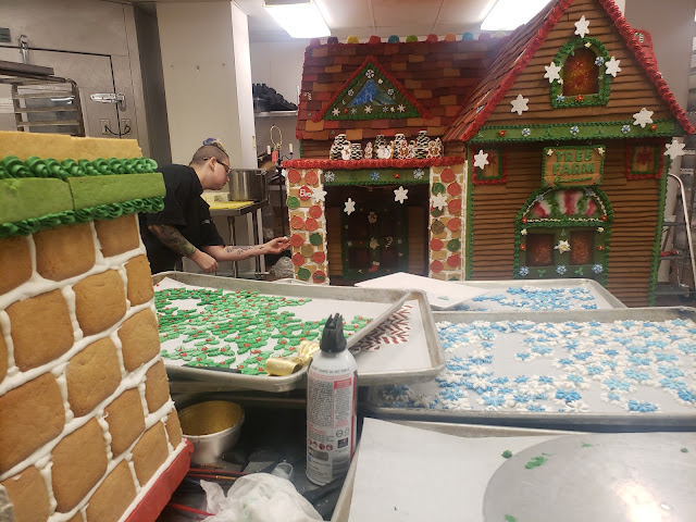 making of large gingerbread house
