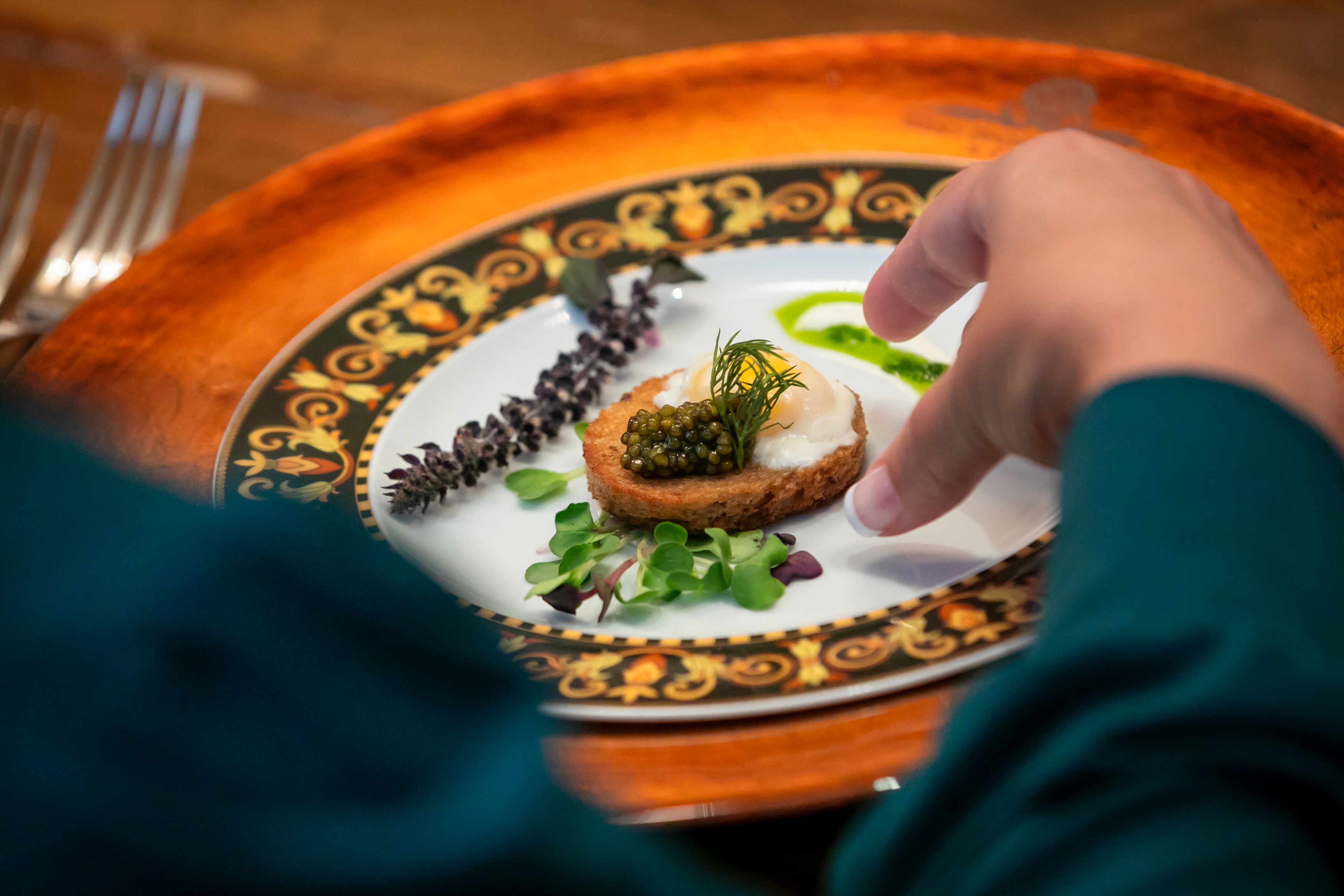 An elegant appetizer on a plate