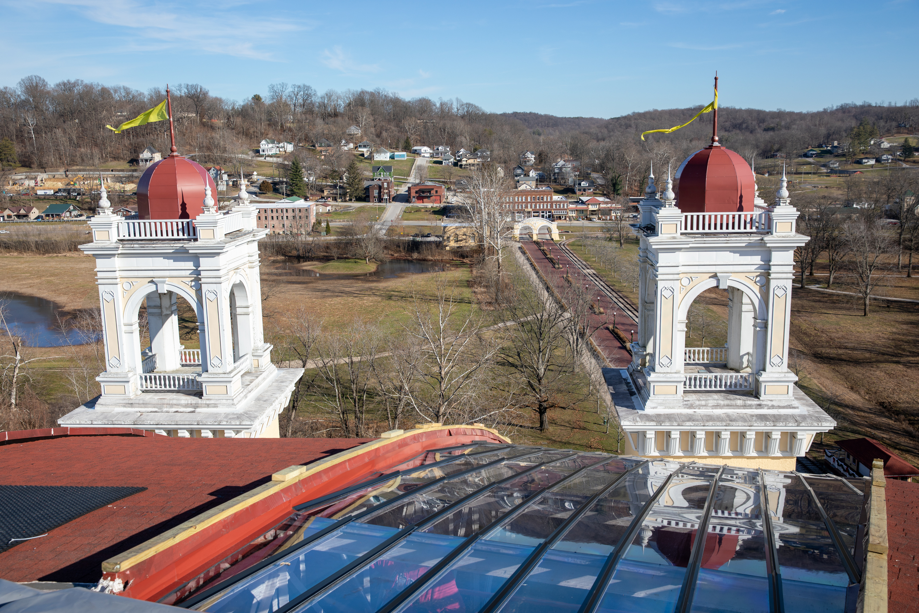 a view of a city from a roof