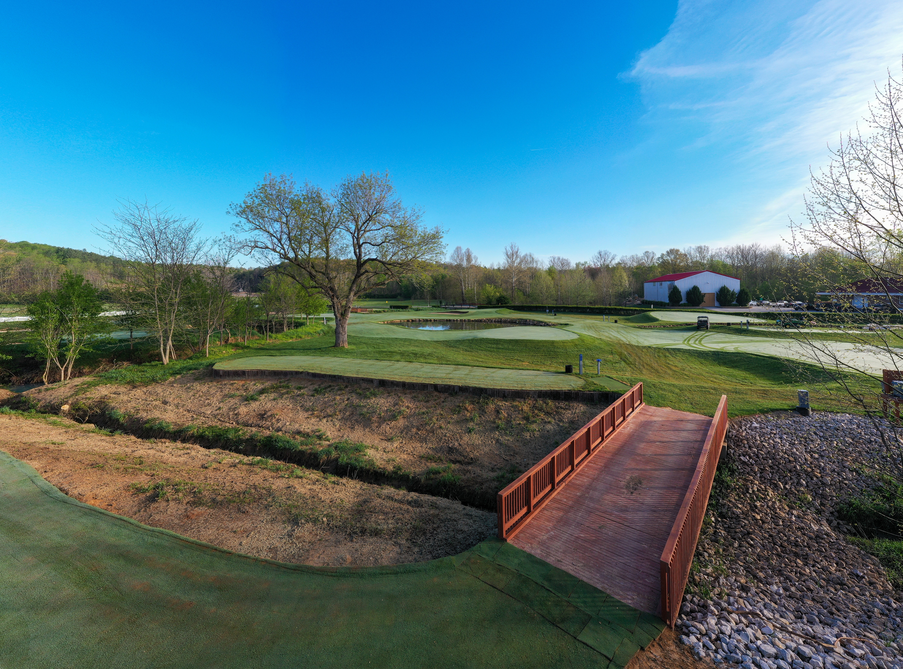a bridge over a golf course