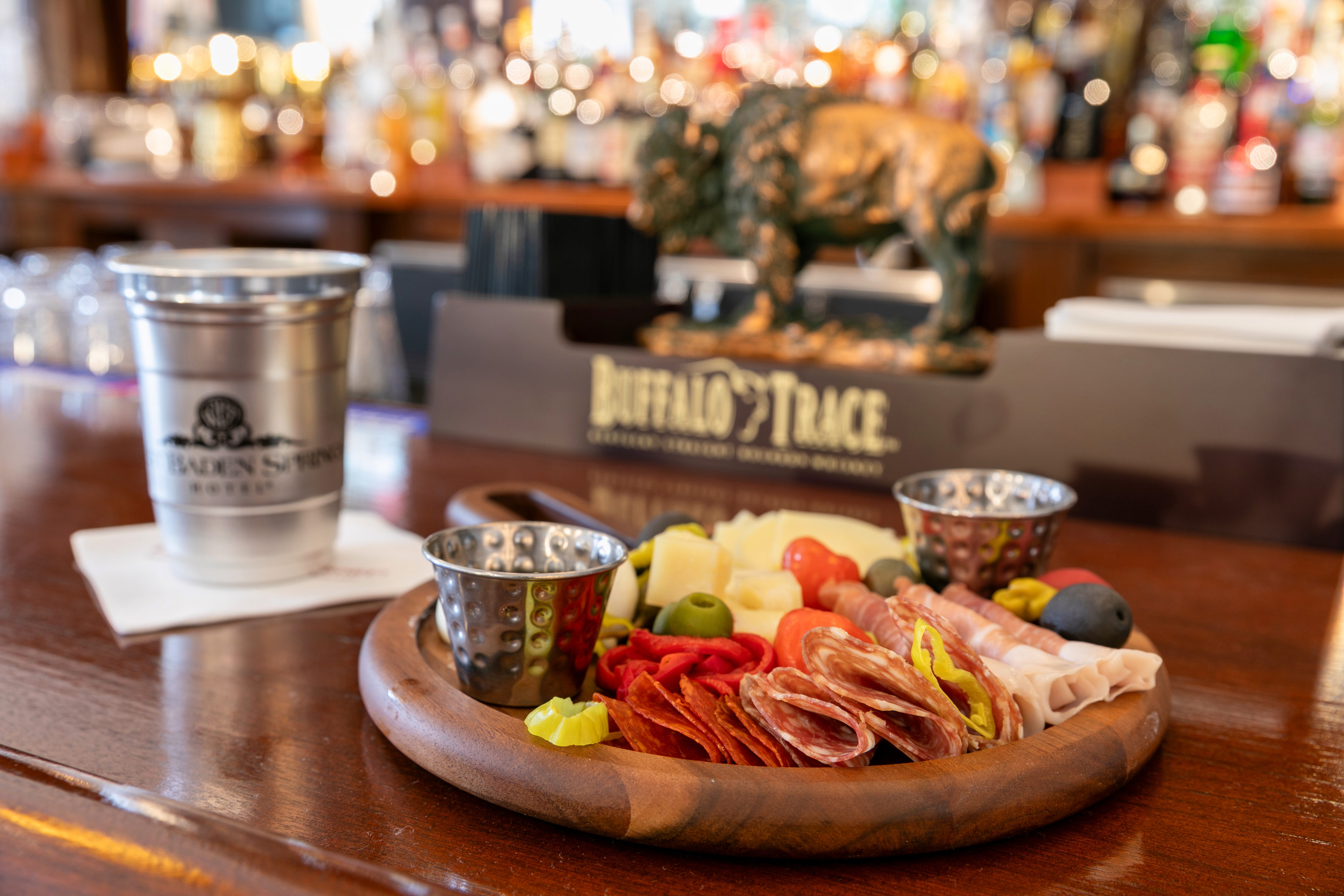 a plate of meat and cheese