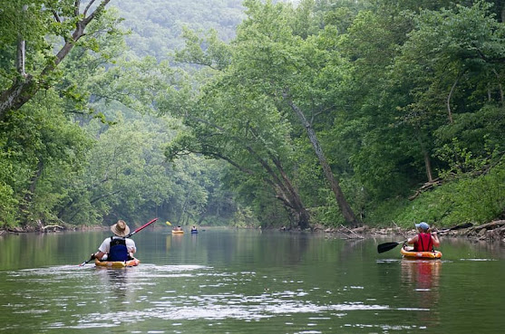 kayaking on river