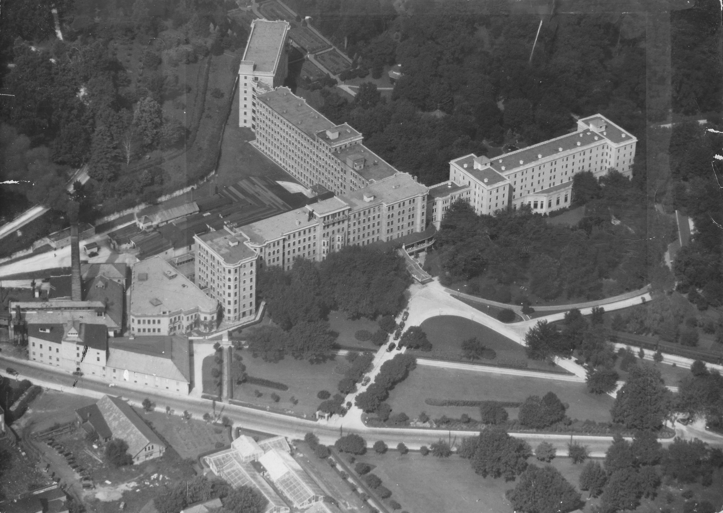 An aerial photo of a large property