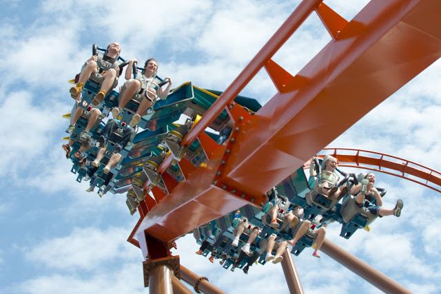 people on a roller coaster