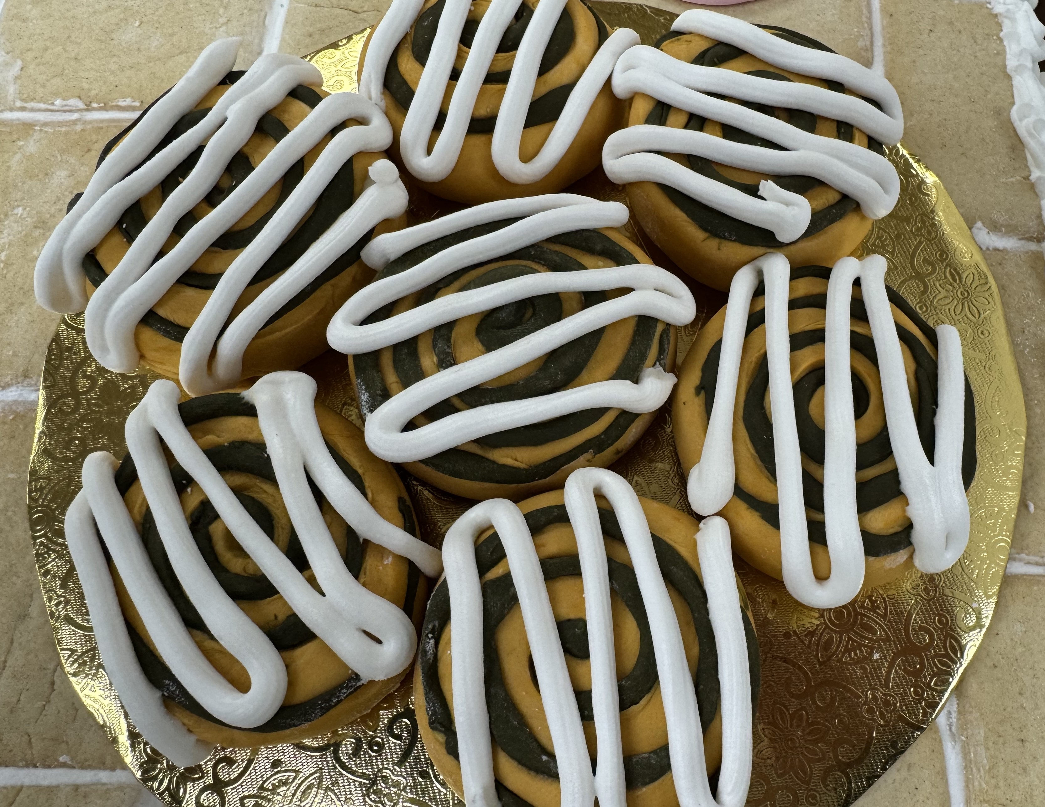 A plate of cinnamon rolls