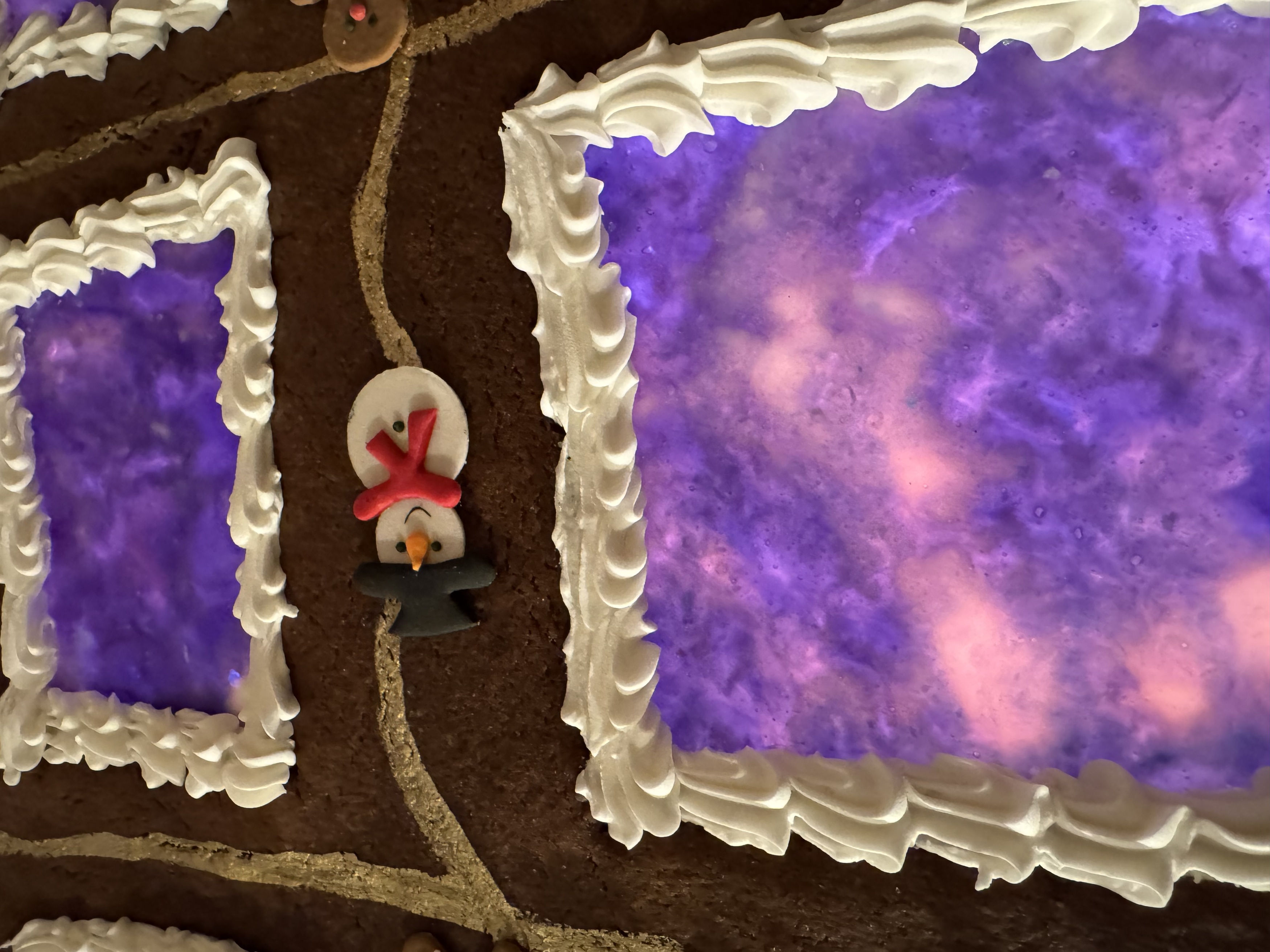 a close up of a gingerbread house