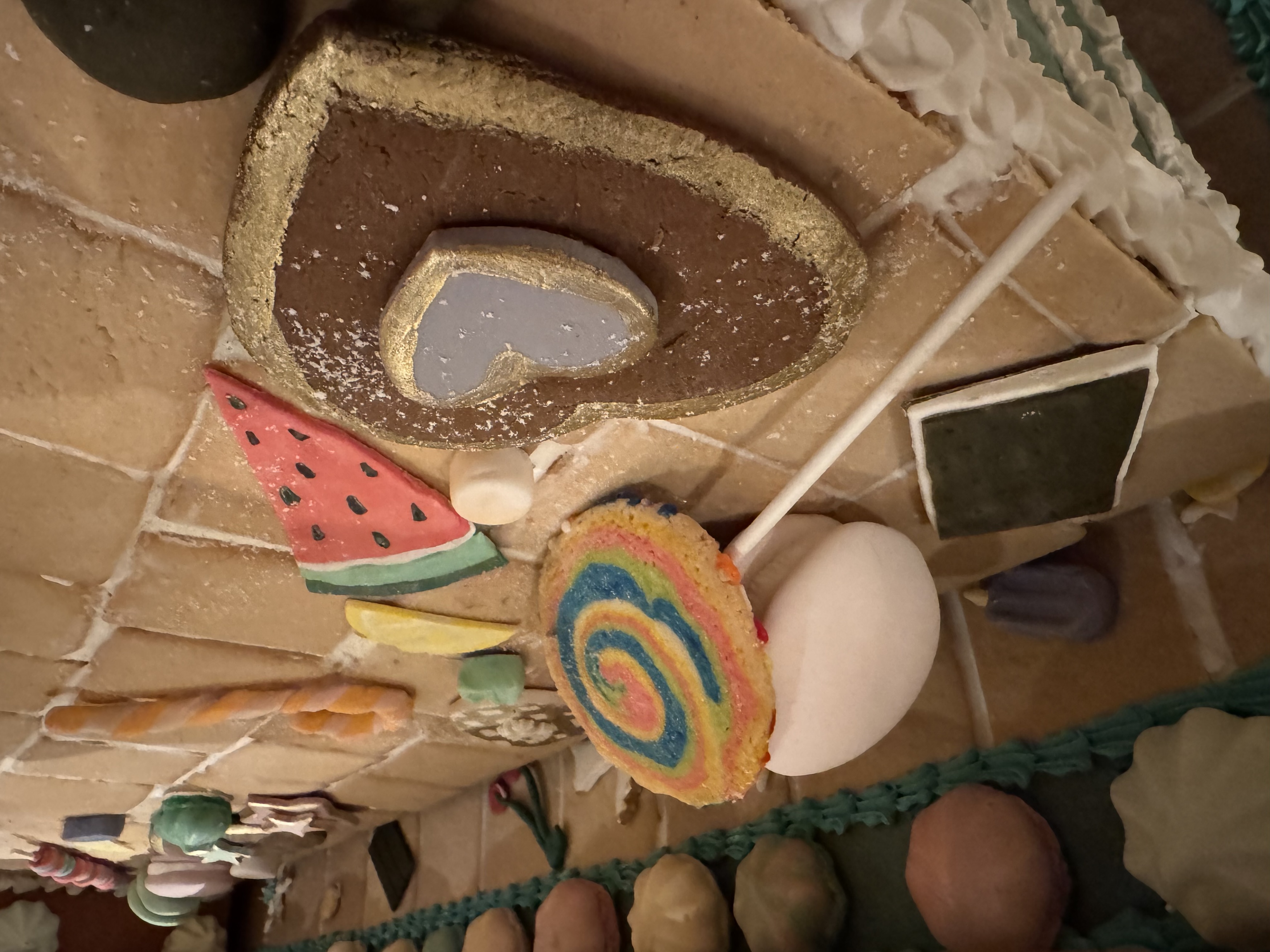Close-up of a gingerbread house