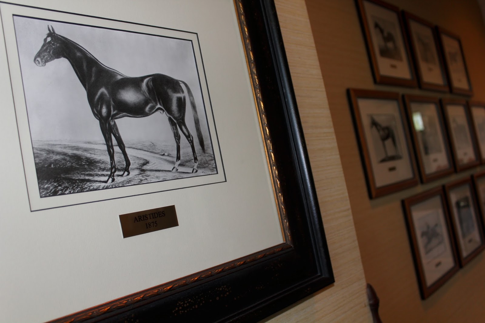 a framed picture of a horse