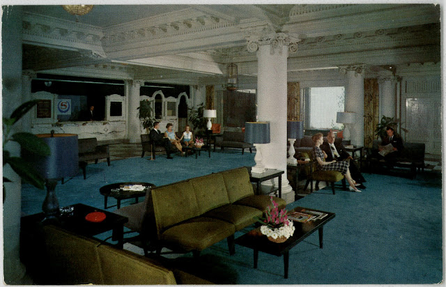 lobby and front desk of French Lick Springs hotel 1960'2