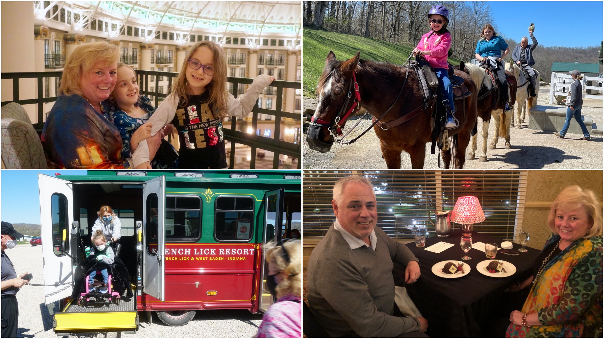 a collage of pictures of people and a horse