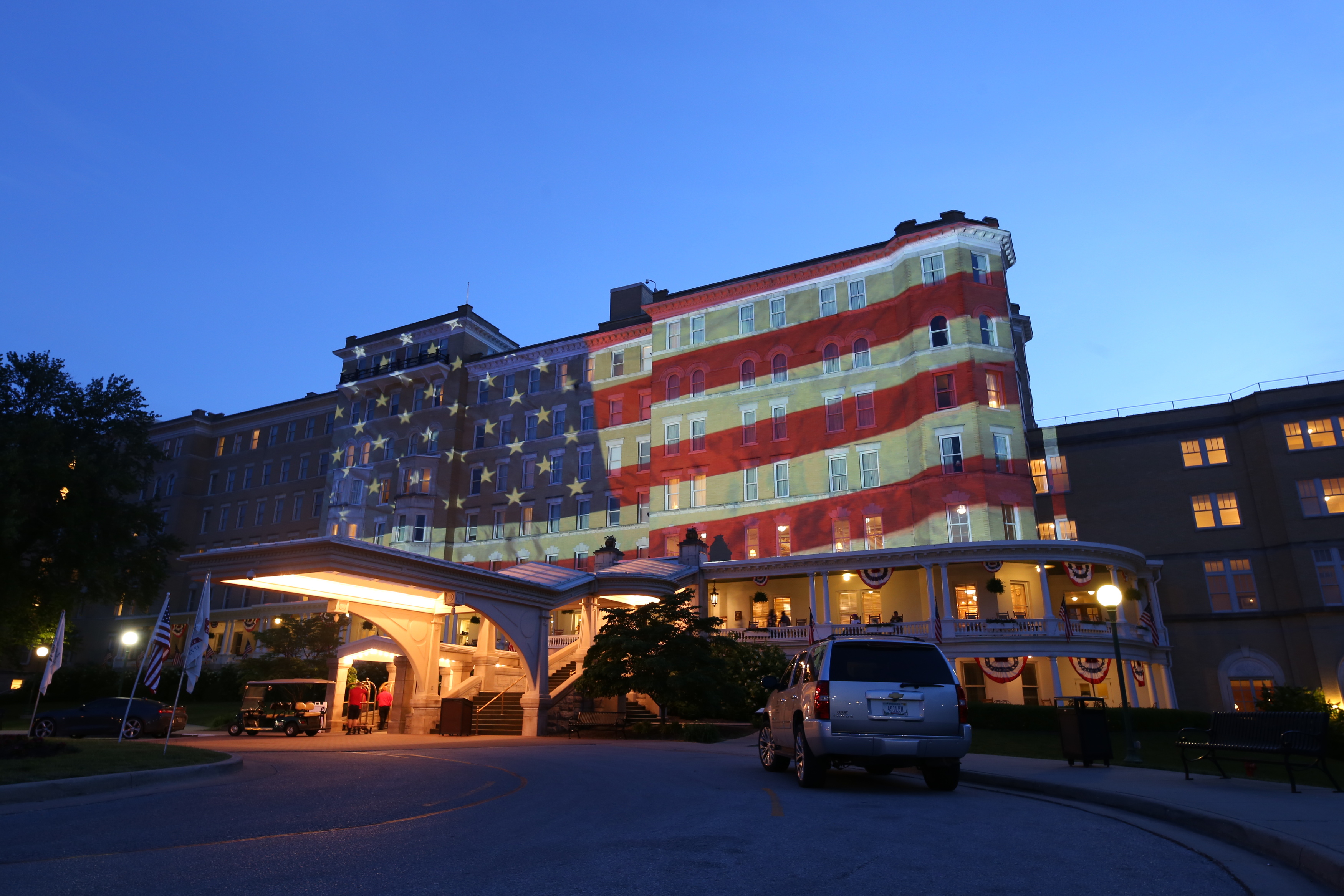 a building with a flag painted on it