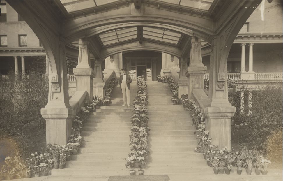a man standing on a staircase