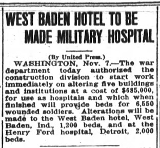 West Baden Military Hospital news article
