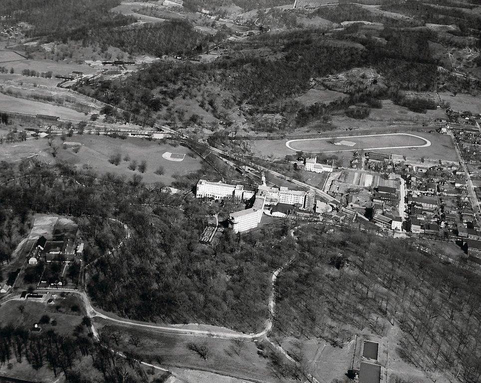 an aerial view of a town